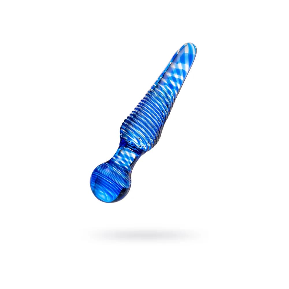 Sexus Glass Çift Taraflı Cam Dildo, Mavi, 17 cm