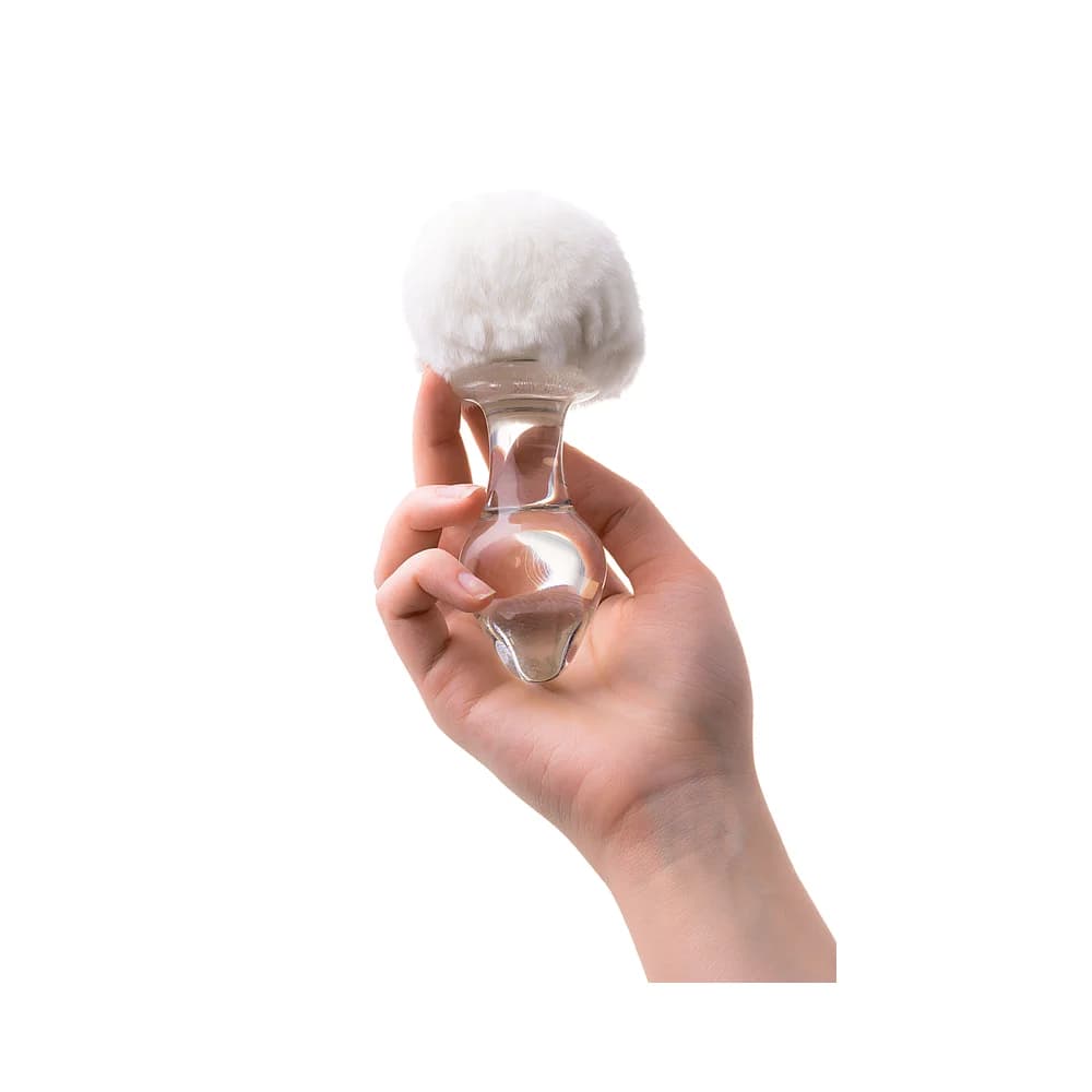 Sexus Glass Beyaz At Kuyruklu Transparan Cam Anal Plug 14 cm thumbnail 5