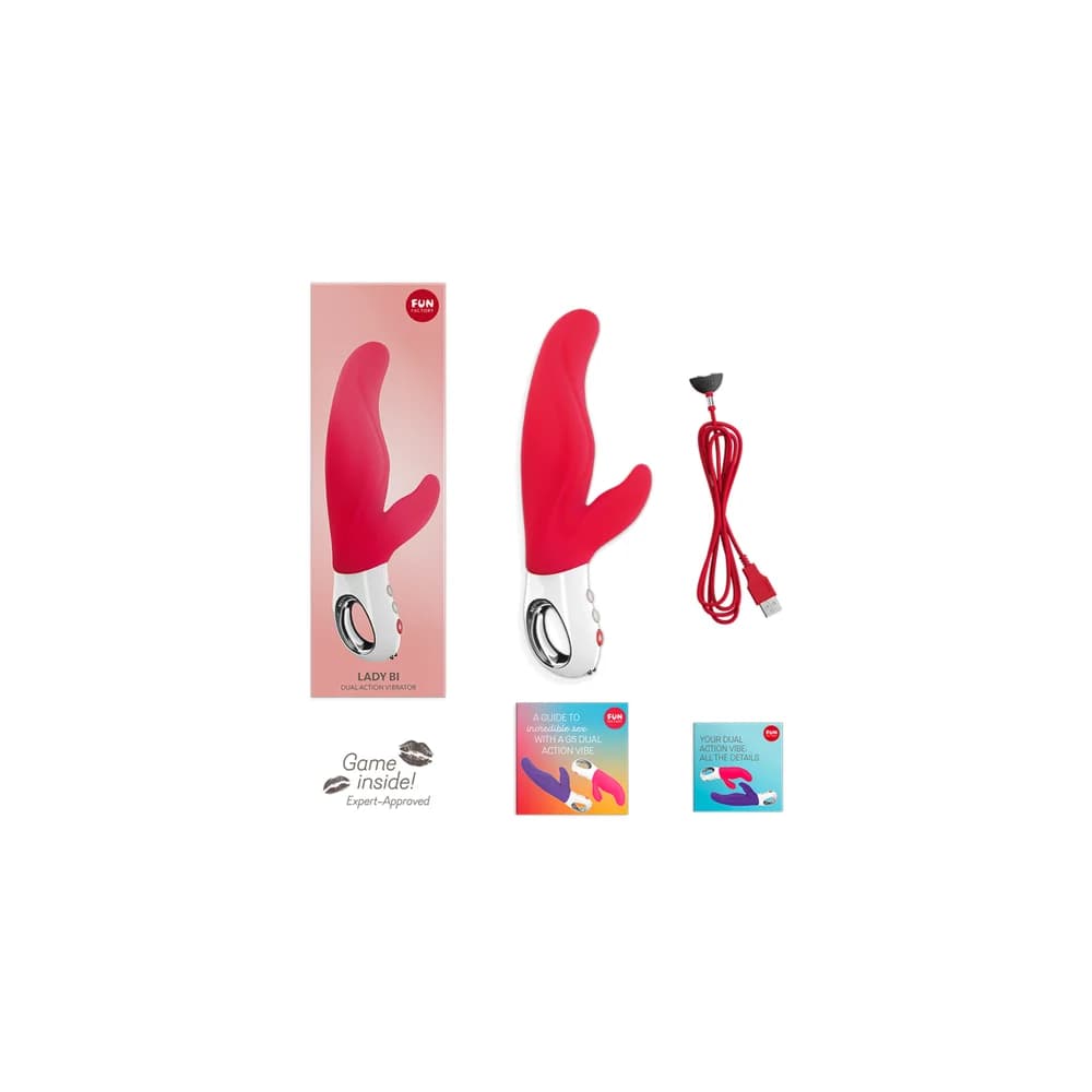 Fun Factory Lady Bi Çift Etkili Silikon Vibratör Kırmızı 22 cm thumbnail 5