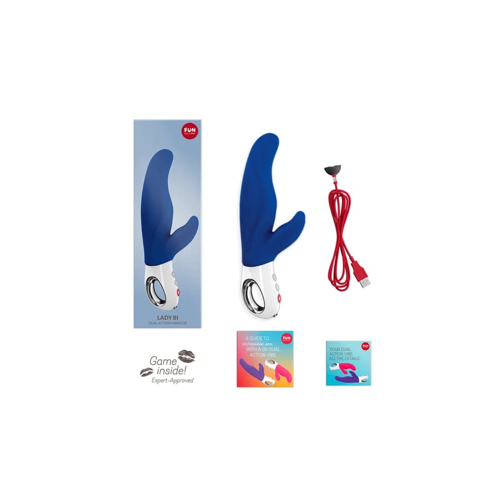 Fun Factory Lady Bi Klitoral Uyarıcılı Mavi Silikon Vibratör 22 cm thumbnail 4