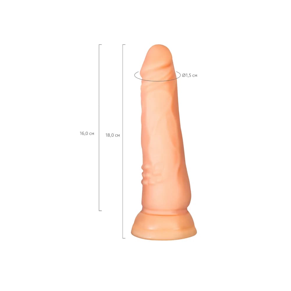 A-Toys by TOYFA Vantuzlu Realistik TPE Ten Rengi Gerçekçi Dildo 18 cm thumbnail 7
