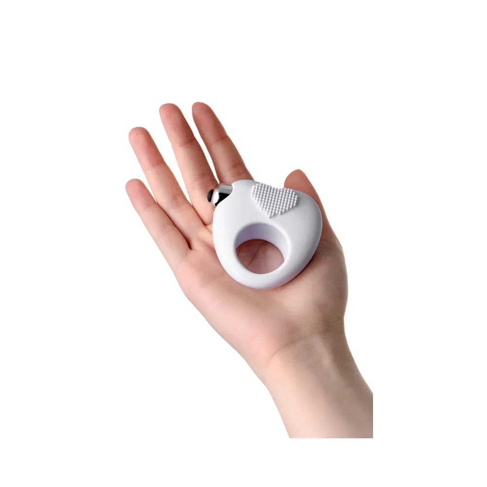 Jos Moys Titreşimli ve Çıkarılabilir Başlıklı Beyaz Silikon Penis Halkası 6.7 cm thumbnail 7