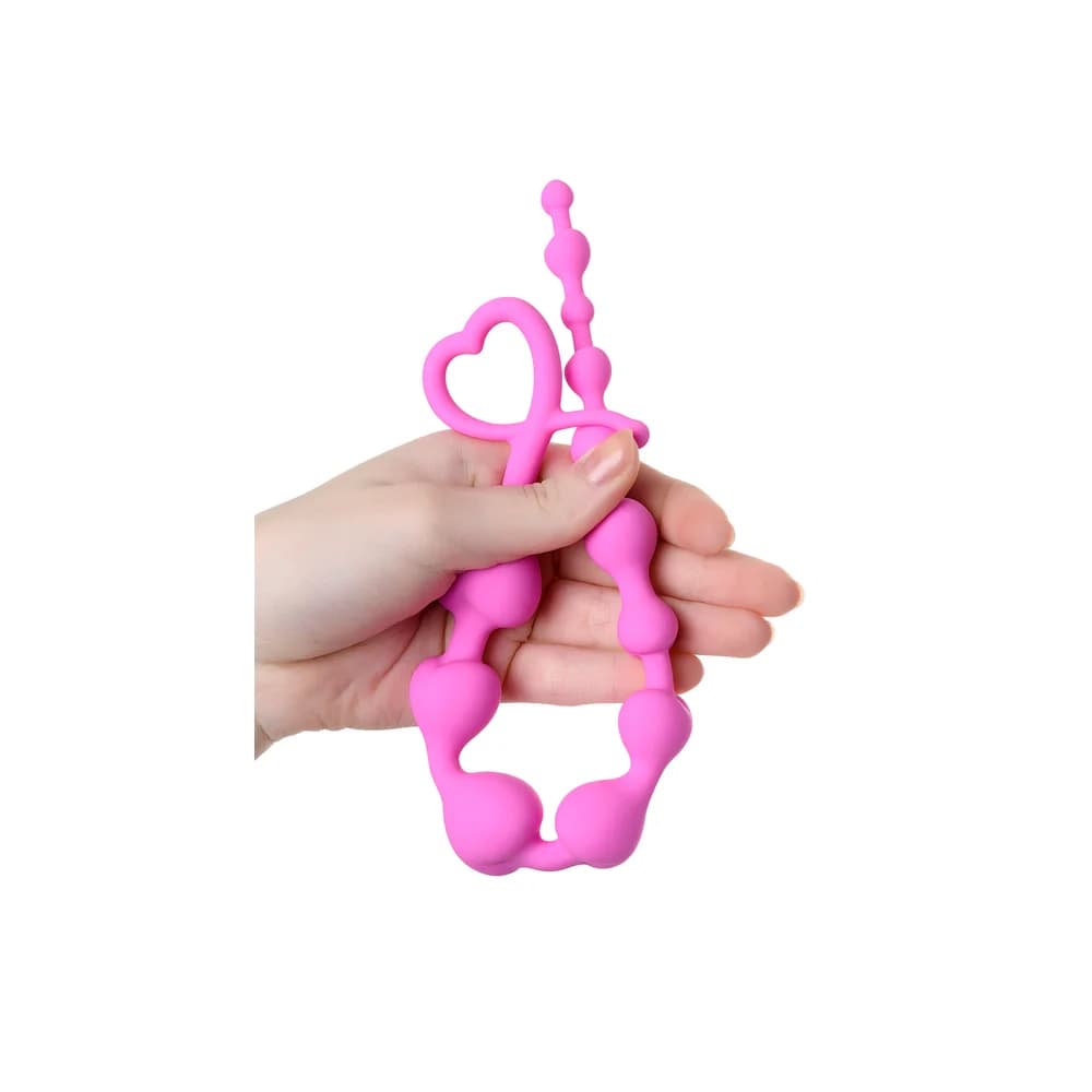 ToDo by Toyfa Long Sweety Kalp Tasarımlı Esnek Silikon Pembe Anal Zinciri 34 cm thumbnail 3