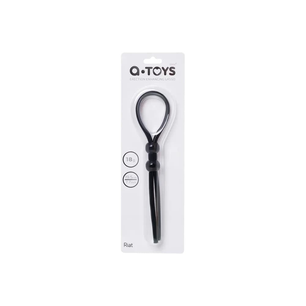 A-Toys by TOYFA Çift Boncuklu Ayarlanabilir Siyah Silikon Penis Kementi ve Halkası 19.5 cm thumbnail 4