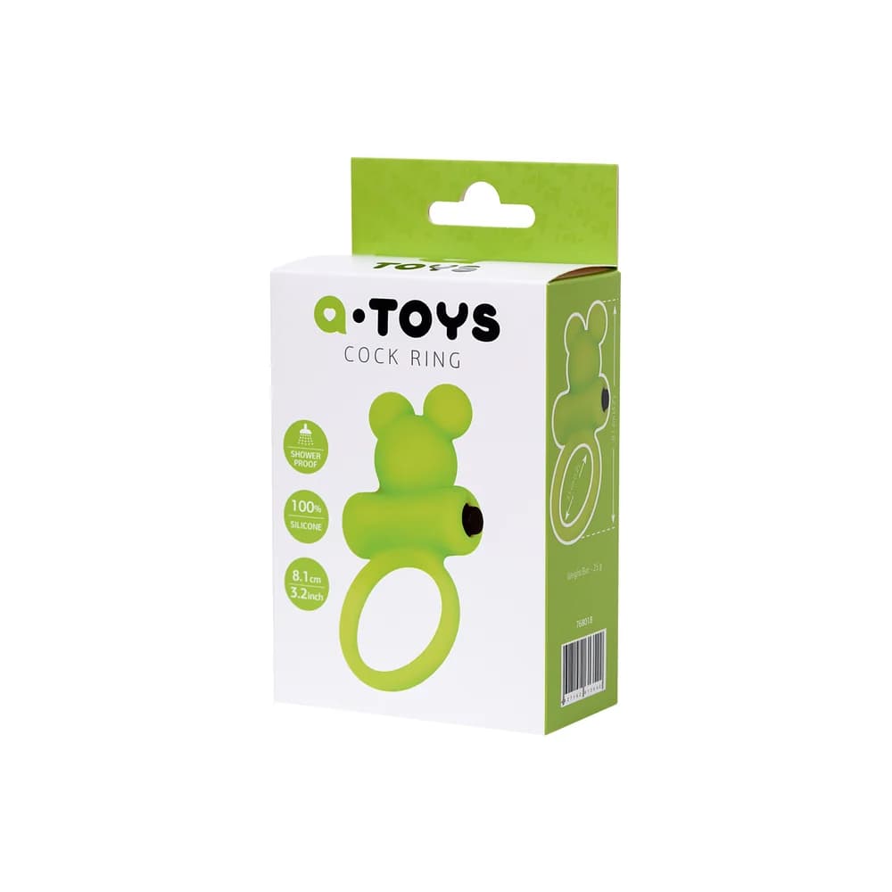A-Toys by TOYFA Chio Titreşimli Silikon Penis Halkası Yeşil 8.1 cm thumbnail 5