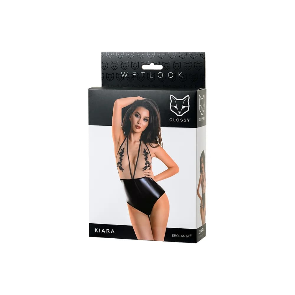 Erolanta Glossy Kiara Wetlook Siyah Dantel Detaylı Bodysuit - L Beden thumbnail 5