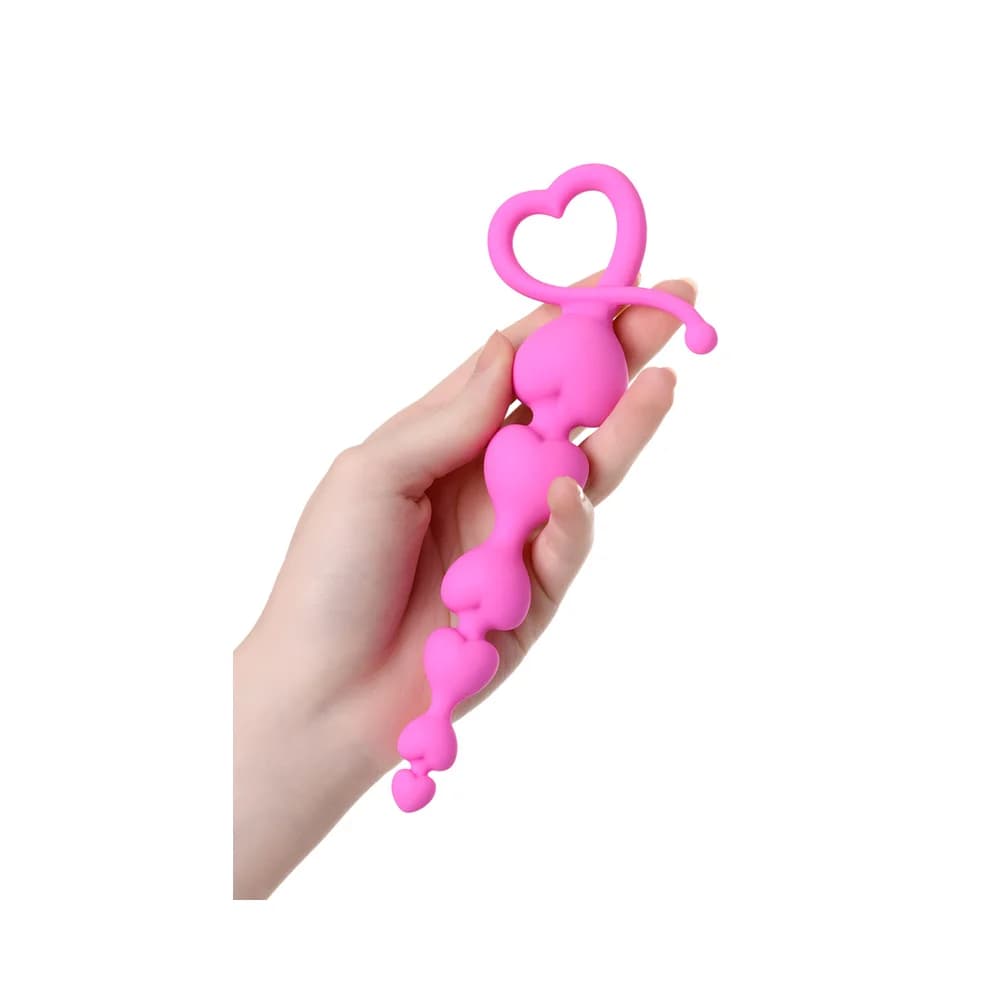 Eromantica Silikon Pembe 18.5 cm Kademeli Kalpli Anal Zinciri thumbnail 3