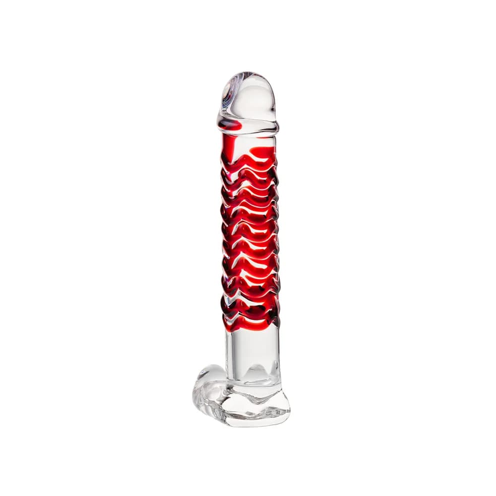 Sexus Glass Transparan Cam 16 cm Kabartmalı Fantezi Dildo thumbnail 5