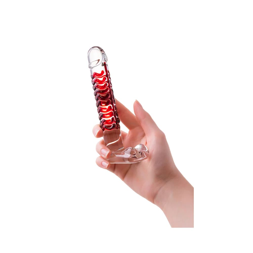 Sexus Glass Transparan Cam 16 cm Kabartmalı Fantezi Dildo thumbnail 6