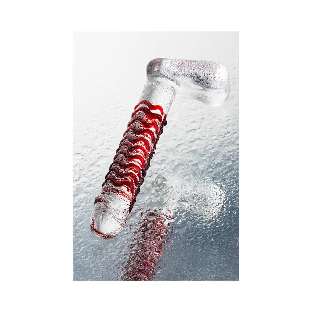 Sexus Glass Transparan Cam 16 cm Kabartmalı Fantezi Dildo thumbnail 9