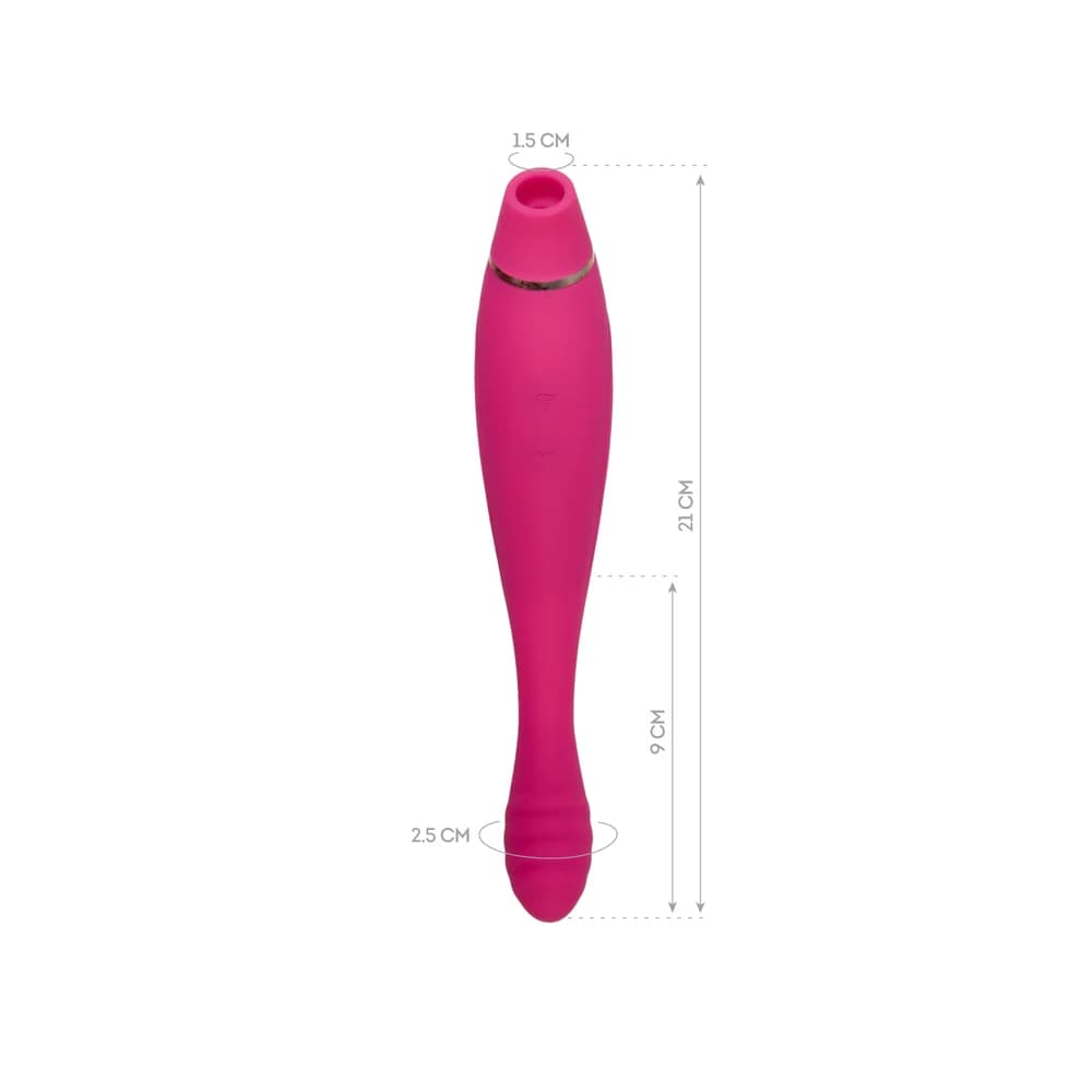 Jos Danvi Silikon Pembe 21.5 cm Çift İşlevli Vakumlu ve Titreşimli G-Noktası Vibratör thumbnail 6
