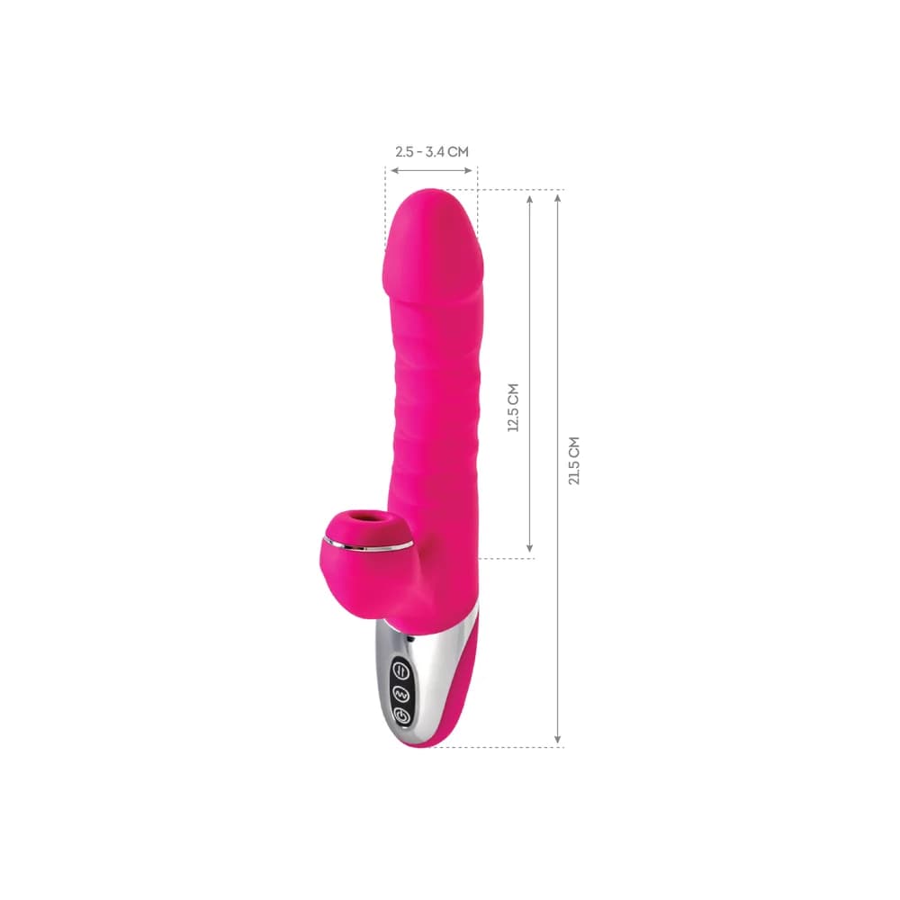 Jos To-Frolly Pembe Silikon 21.5 cm Vakumlu ve Titreşimli Klitoral Uyarıcı Vibratör thumbnail 5