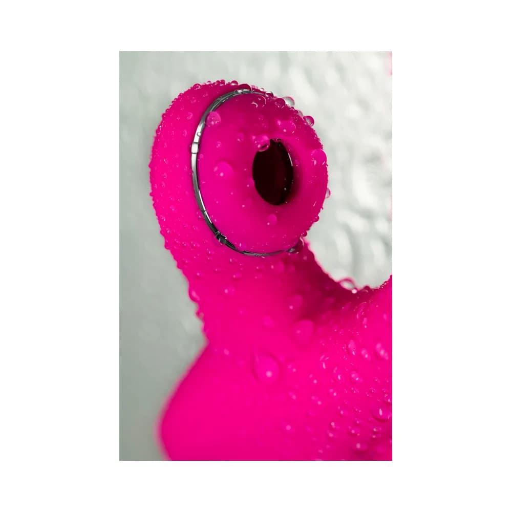 Jos Tripling 3'ü 1 Arada Silikon Vibratör ve Vakumlu Klitoral Uyarıcı Pembe 21 cm thumbnail 14