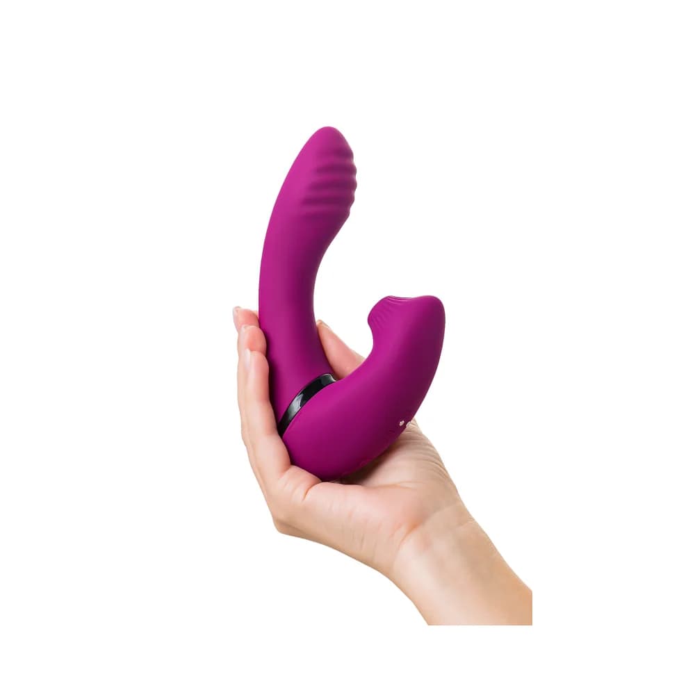 Jos Spinser Vakum Uyarımlı Döner Başlıklı Silikon Vibratör - 23 cm Mor thumbnail 13