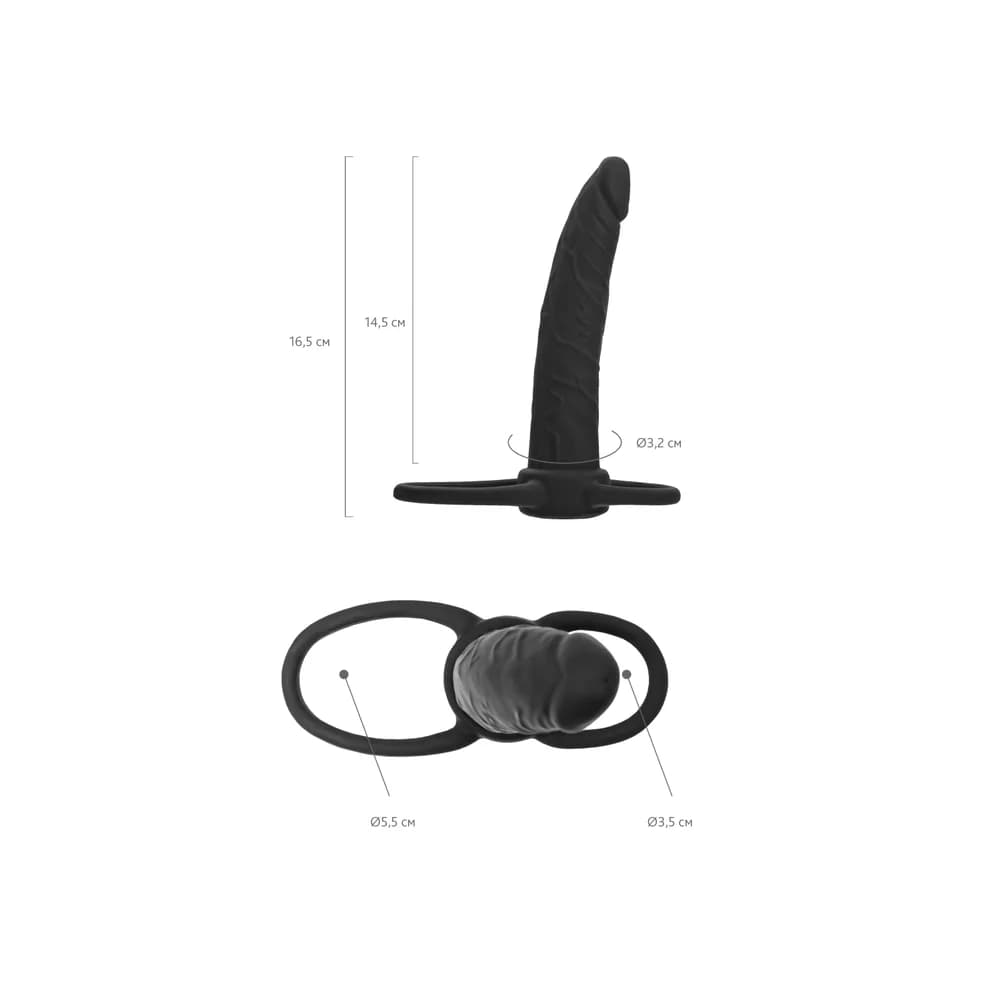 Black&Red by TOYFA Çift Halkalı Silikon Penis Kılıfı ve Penetrasyon Aparatı 16,5 cm thumbnail 7