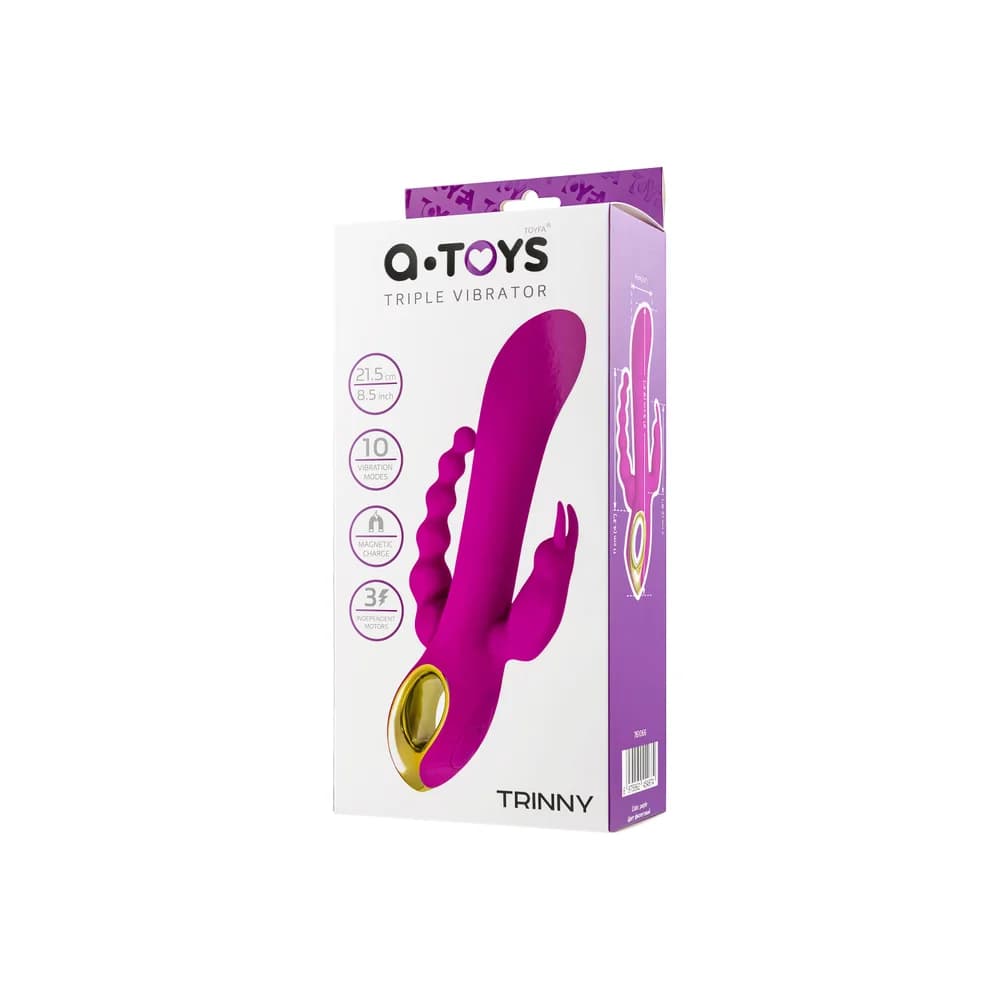 A-Toys by TOYFA Trinny Üçlü Etkili Silikon Vibratör - 21.5 cm Mor thumbnail 10