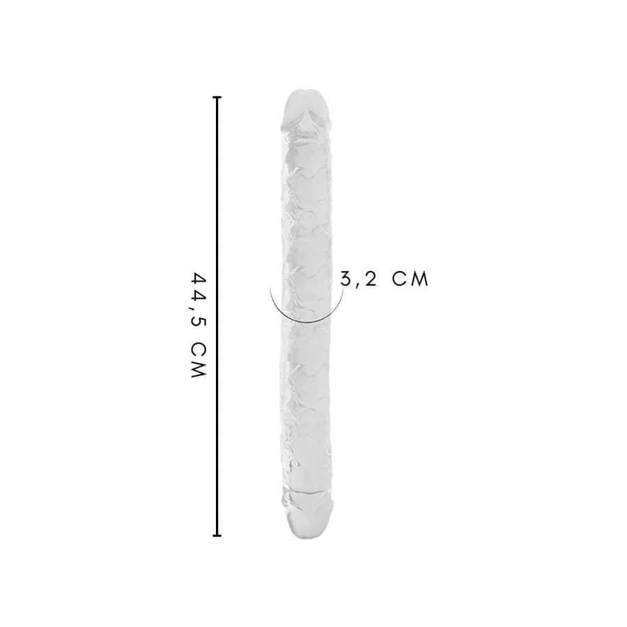 Çift Taraflı Şeffaf Realistik Esnek Jelly Dildo 44,5 cm thumbnail 6