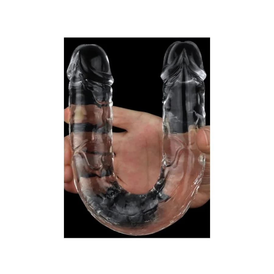 Çift Taraflı Şeffaf Realistik Esnek Jelly Dildo 44,5 cm thumbnail 9